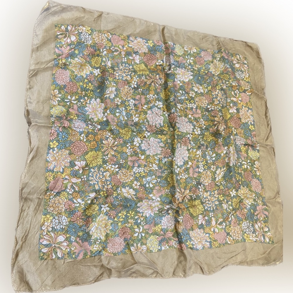 Vintage Silk Floral Scarf